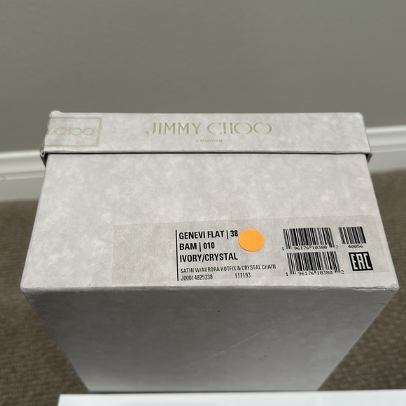 Authentic Jimmy Choo Genevi Flat Ivory/Crystal
